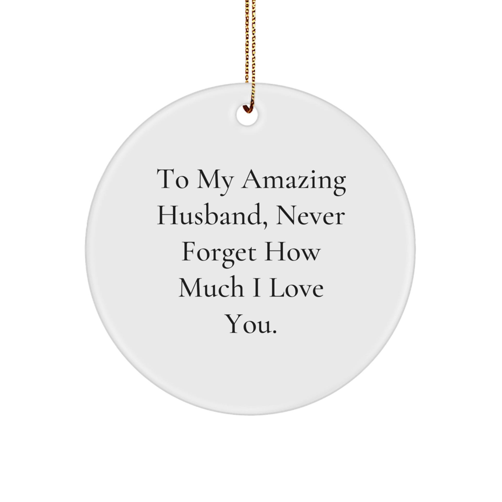 Gifts from Women to My Amazing Husband Never Forget How Much I Love You Funny Husband Circle Ornament for Christmas Unique Gifts - Image 1