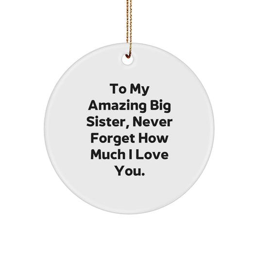 Gifts from Family to Big Sister, To My Amazing Big Sister, Never Forget How Much I Love You. Christmas Circle Ornament - Image 1