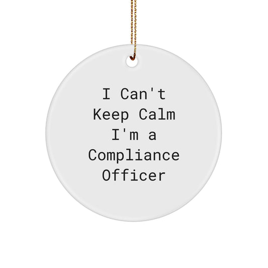 Funny Compliance Officer Gifts for Men Women Friends Coworkers Family - I Can't Keep Calm I'm A Compliance Officer Circle Ornament Christmas Unique - Image 1