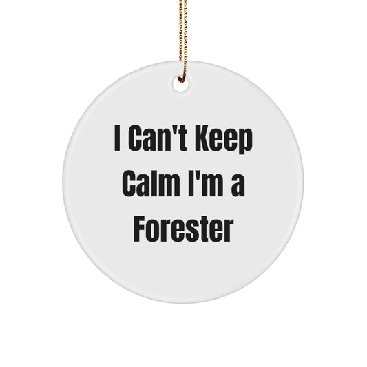 Funny Forester Gifts from Friends for Christmas Circle Ornament I Can't Keep Calm I'm A Forester - Image 1