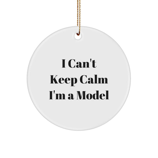 Funny 'I Can't Keep Calm I'm A Model' Model Gifts for Christmas - Circle Ornament for Men and Women - Gifts from Friends and Family - Model Decoration for Office and Home - Image 1