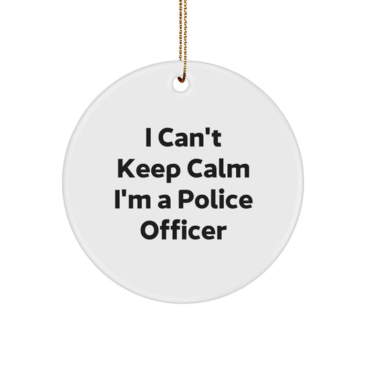 Funny Police Officer Gifts for Men, I'm a Police Officer Christmas Ornament with Gold Cord, Circle Shaped Decorations from Friends and Family - Image 1
