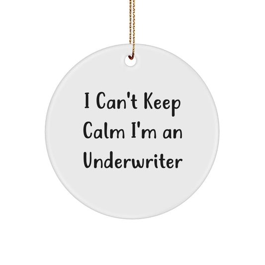 Funny Underwriter Gifts for Family Friends from I Can't Keep Calm I'm An Underwriter Quote Circle Ornament White Christmas - Image 1