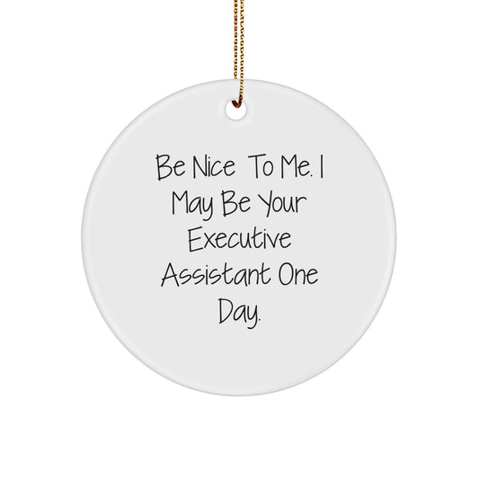 Funny Executive Assistant Gifts from Friends - Be Nice To Me. I May Be Your Executive Assistant One Day. - Christmas Circle Ornament - Image 1