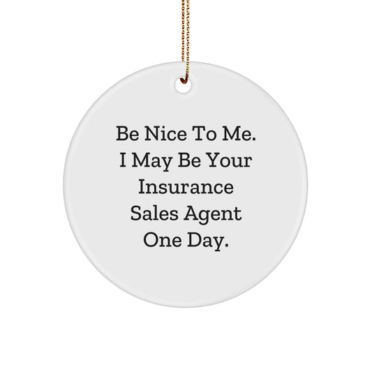 Funny Quote Gifts from Men to Insurance Sales Agent Friends - Be Nice To Me. I May Be Your Insurance Sales Agent One Day. Christmas Unique Gifts - Image 1