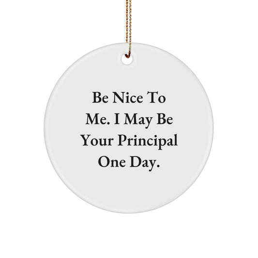 Funny Principal Gifts from Friends for Men Women Coworkers Family Christmas Unique Ornament Circle Shaped - Image 1