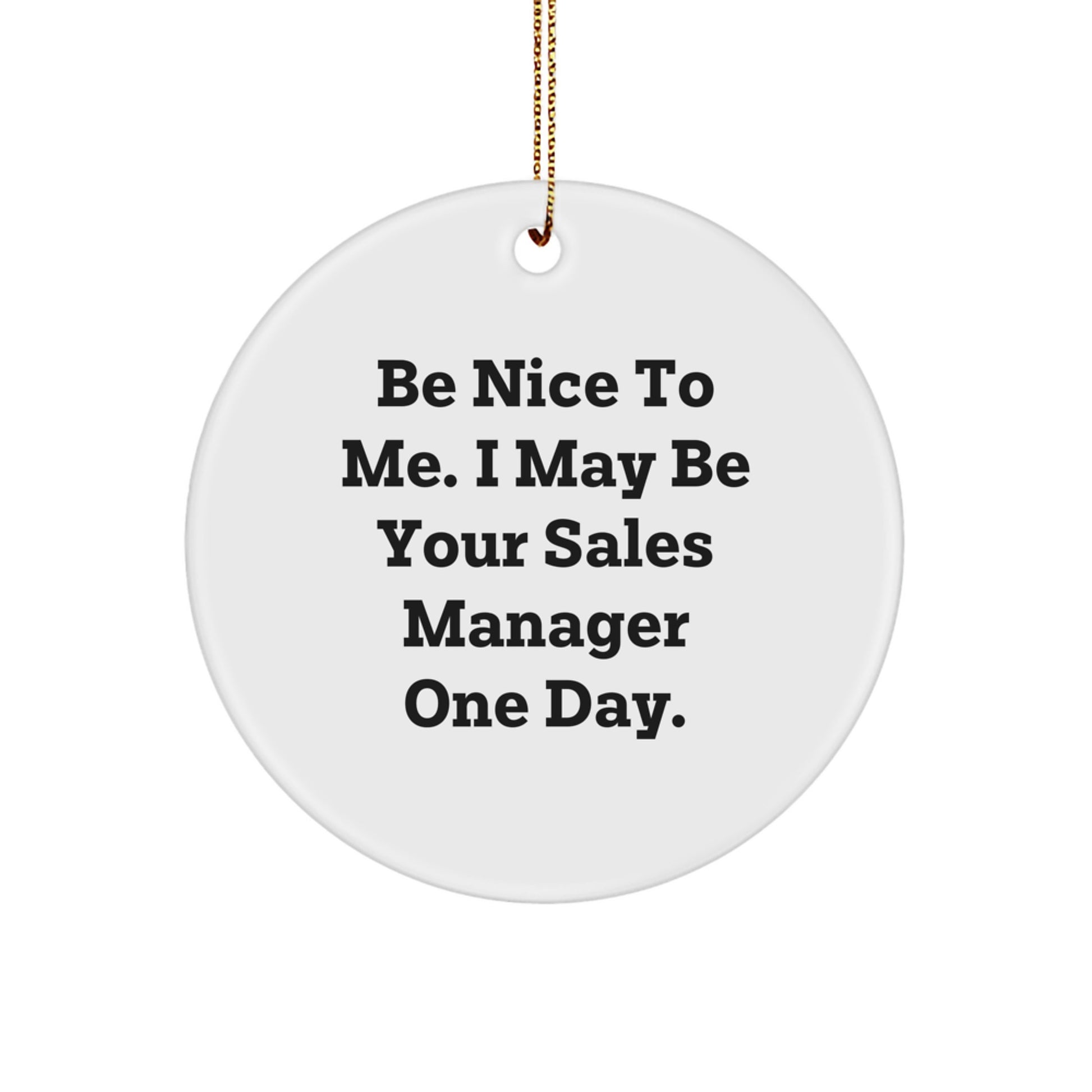 Funny Sales Manager Gifts for Men - Be Nice Circle Ornament, Gifts from Friends to Coworkers, Christmas Unique Gifts - Image 1