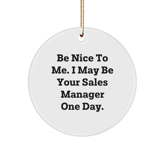 Funny Sales Manager Gifts for Men - Be Nice Circle Ornament, Gifts from Friends to Coworkers, Christmas Unique Gifts - Image 1