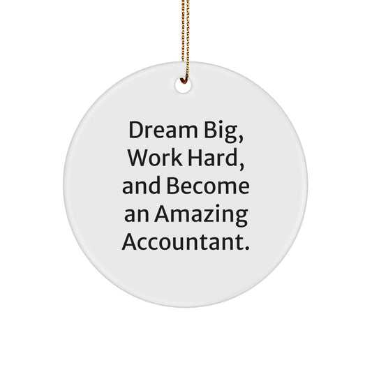 Accountant Gifts for Christmas, 'Dream Big, Work Hard, And Become An Amazing Accountant.' Quote Circle Ornament, Gifts from Family to Men, for Christmas Unique Gifts - Image 1