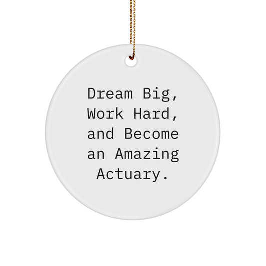 Inspiring Actuary Gifts for Men from Friends - 'Dream Big, Work Hard, And Become An Amazing Actuary.' Circle Ornament for Christmas - Image 1