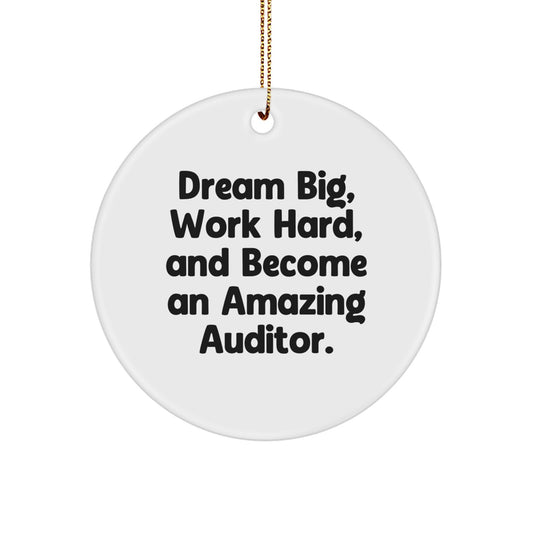 Gifts from Friends for Amazing Auditors, Circle Ornament with Inspirational Quote, Christmas Unique - Image 1