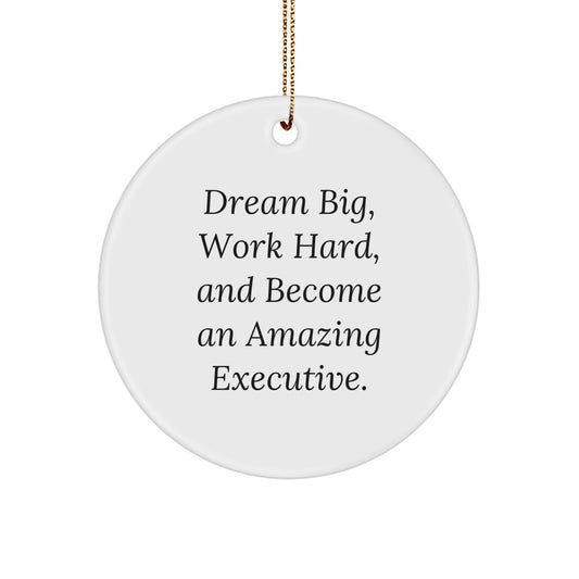 Executive Circle Ornament, Fun Inspirational Gift, Dream Big, Work Hard, Gifts from Men to Executive Friends - Image 1