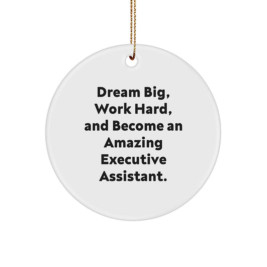 Executive Assistant Gifts, Cute Inspirational Quote, Circle Ornament for Gifts from Men, Women, Coworkers, Family, Christmas Unique Gifts for Executive Assistant, Dream Big Work Hard - Image 1