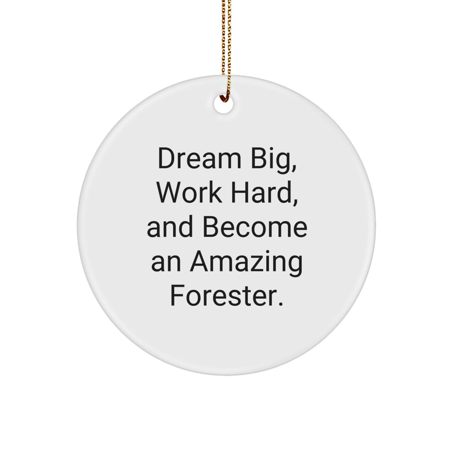 Inspirational Forester Gifts from Friends, 'Dream Big, Work Hard, And Become An Amazing Forester.' Circle Ornament for Christmas - Image 1