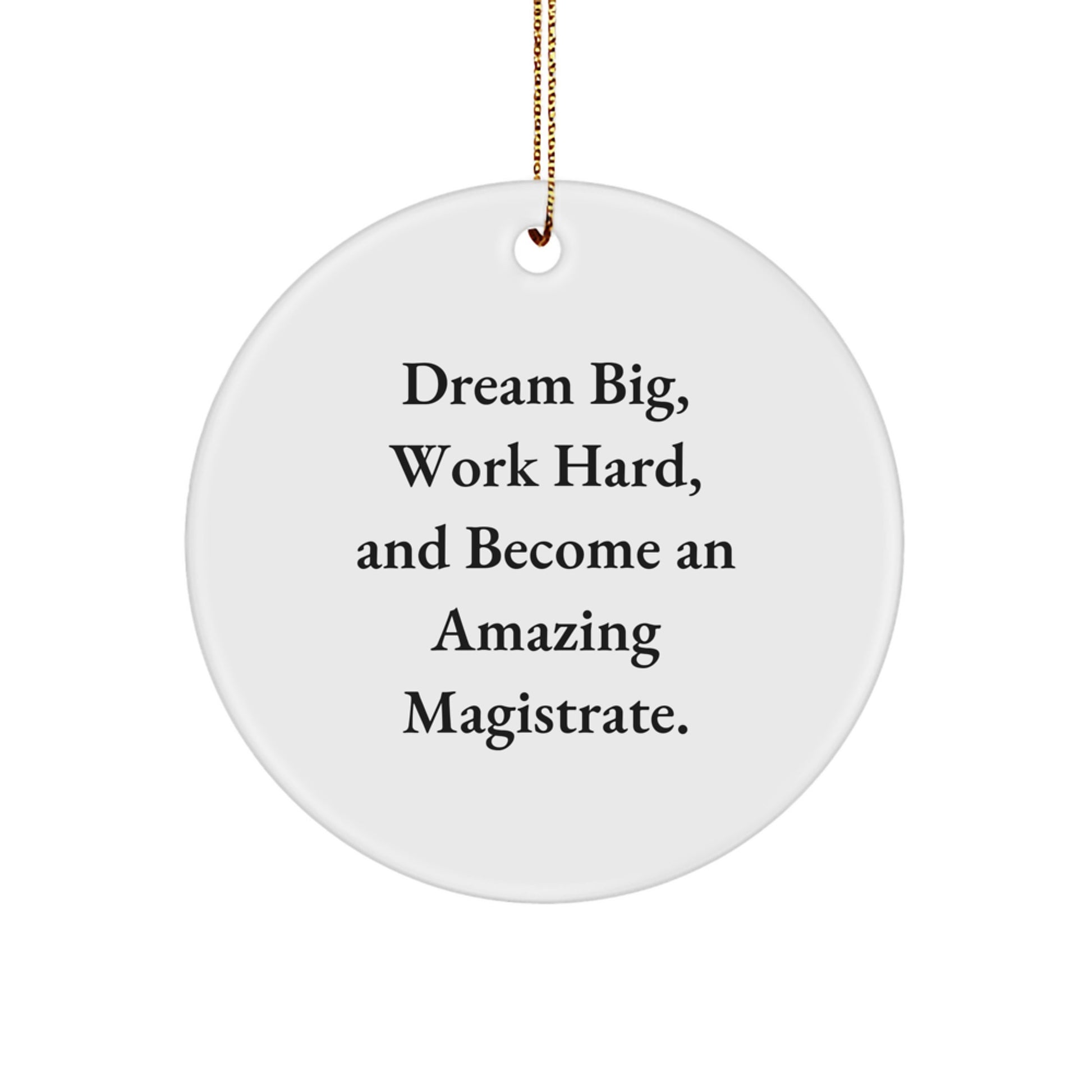 Magistrate Gifts from Family - Dream Big, Work Hard, and Become Amazing Circle Ornament for Christmas - Image 1