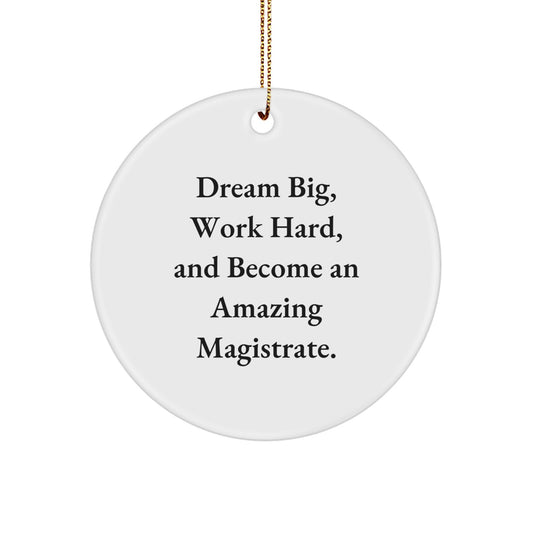 Magistrate Gifts from Family - Dream Big, Work Hard, and Become Amazing Circle Ornament for Christmas - Image 1