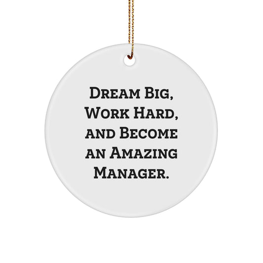 Gifts from Friends for Amazing Manager Circle Ornament - 'Dream Big, Work Hard, And Become An Amazing Manager.' Christmas Decoration - Image 1