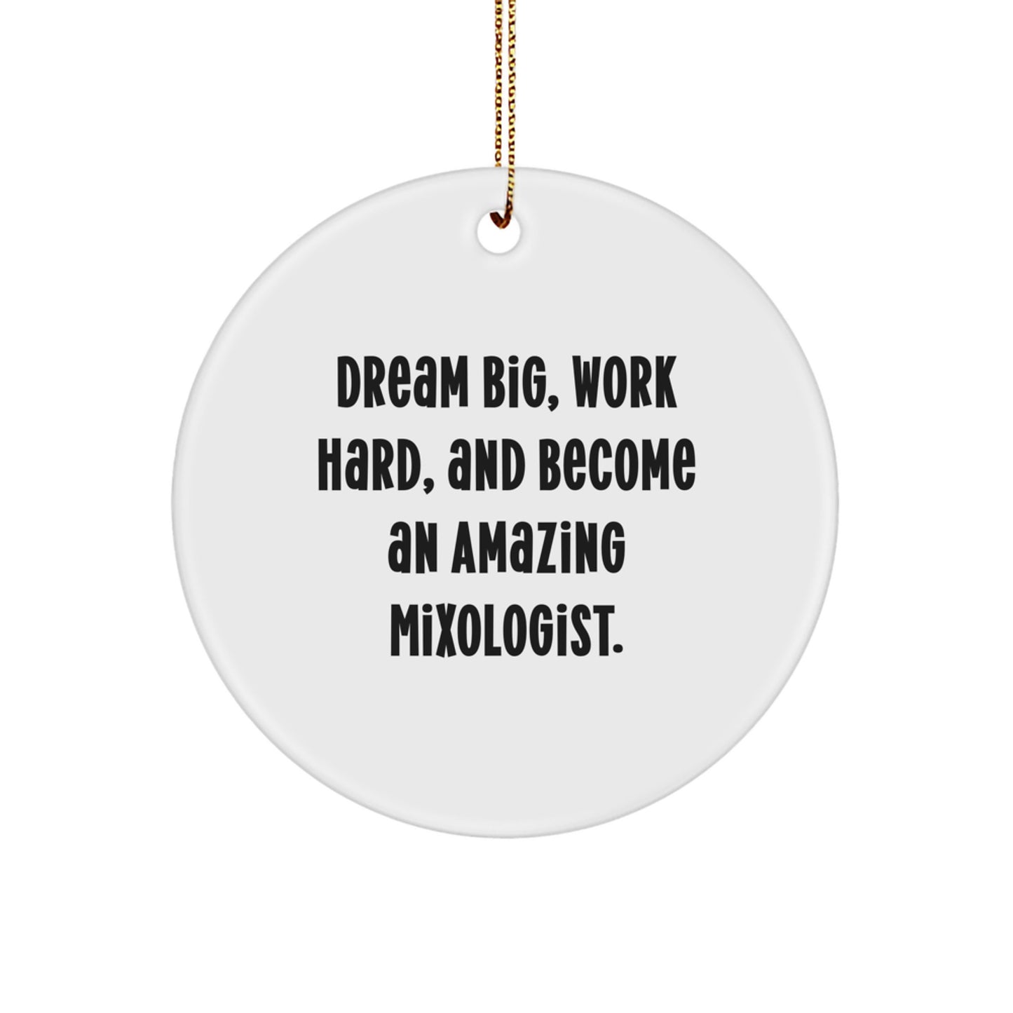 Funny Mixologist Gifts from Friends for Men, Women, and Family, Unique Circle Ornament, Dream Big, Work Hard, And Become An Amazing Mixologist, Perfect for Christmas - Image 1