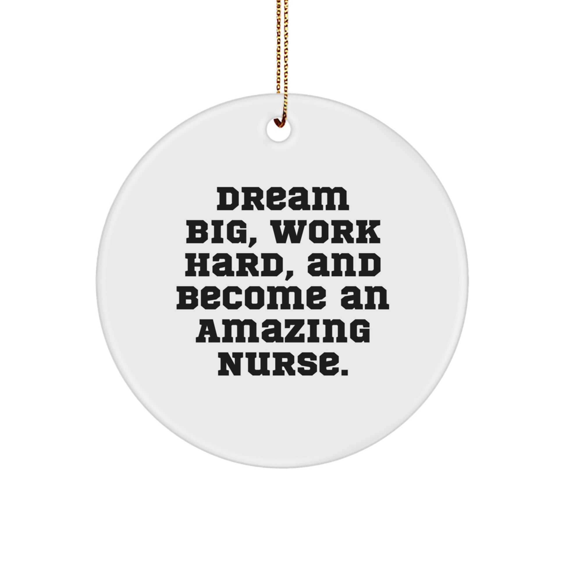 Funny Inspirational Gifts for Nurses, Nurse Circle Ornament, Dream Big and Work Hard Quote Gifts from Friends and Family at Christmas - Image 1