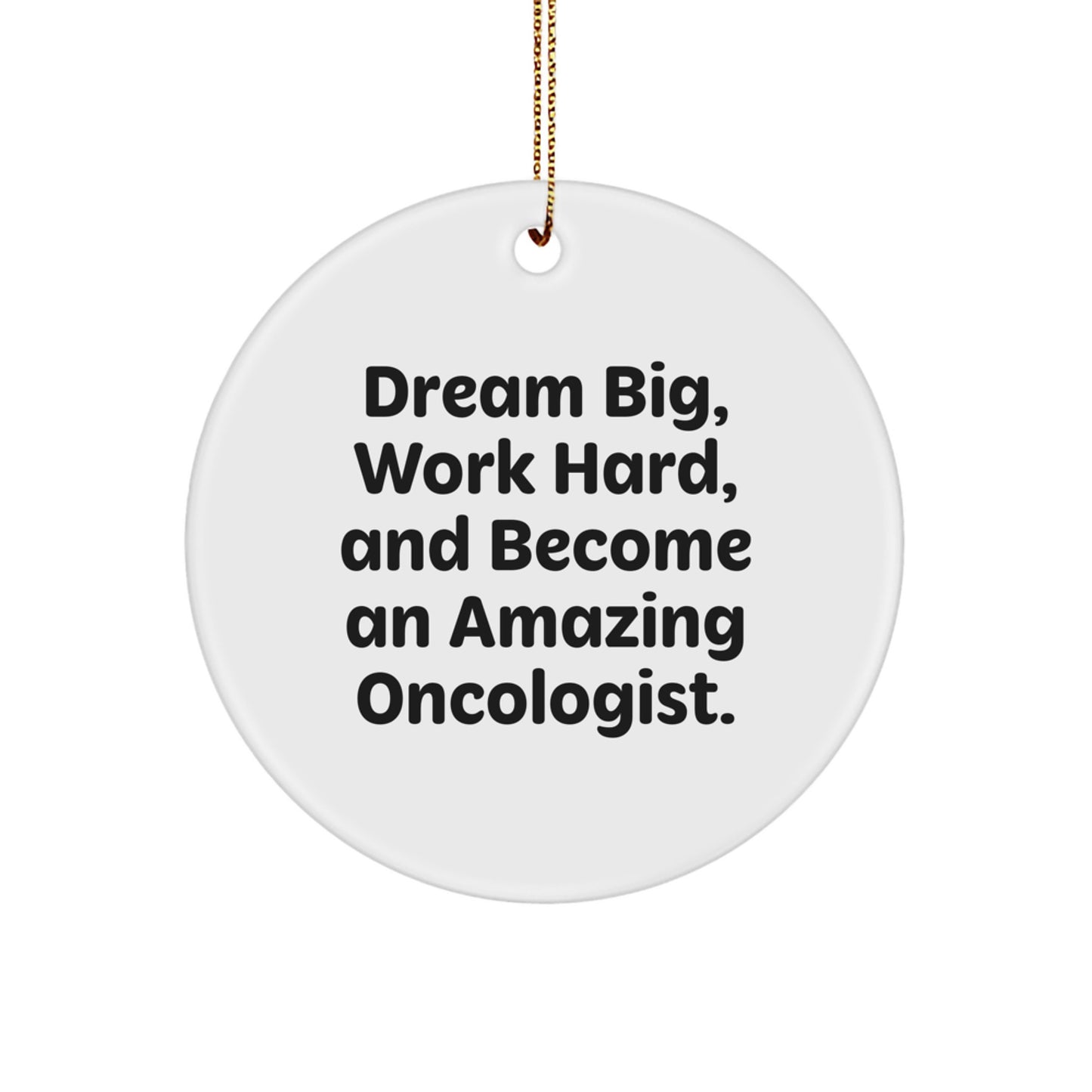 Gifts from Family to Amazing Oncologist Friends, Dream Big Work Hard Circle Ornament for Christmas, Inspirational Quote Decorative - Image 1