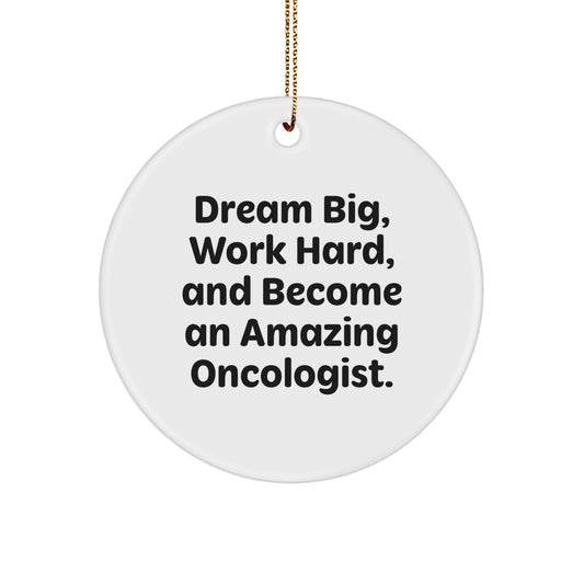 Gifts from Family to Amazing Oncologist Friends, Dream Big Work Hard Circle Ornament for Christmas, Inspirational Quote Decorative - Image 1