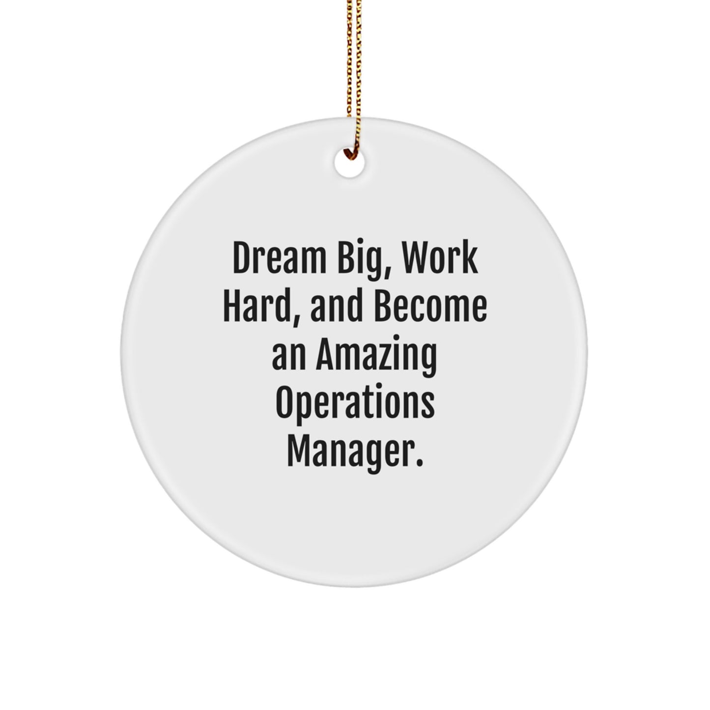 Inspiring Operations Manager Circle Ornament - 'Dream Big Work Hard' Funny Gift for Colleagues, Friends, and Family this Christmas Season - Image 1