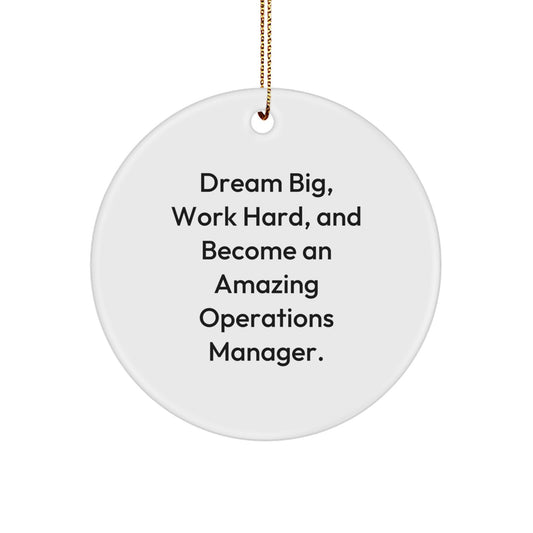 Inspirational Gifts from Men for Operations Manager Christmas Unique Ornaments - Circle Shaped Dream Big Motivational Quote - Image 1