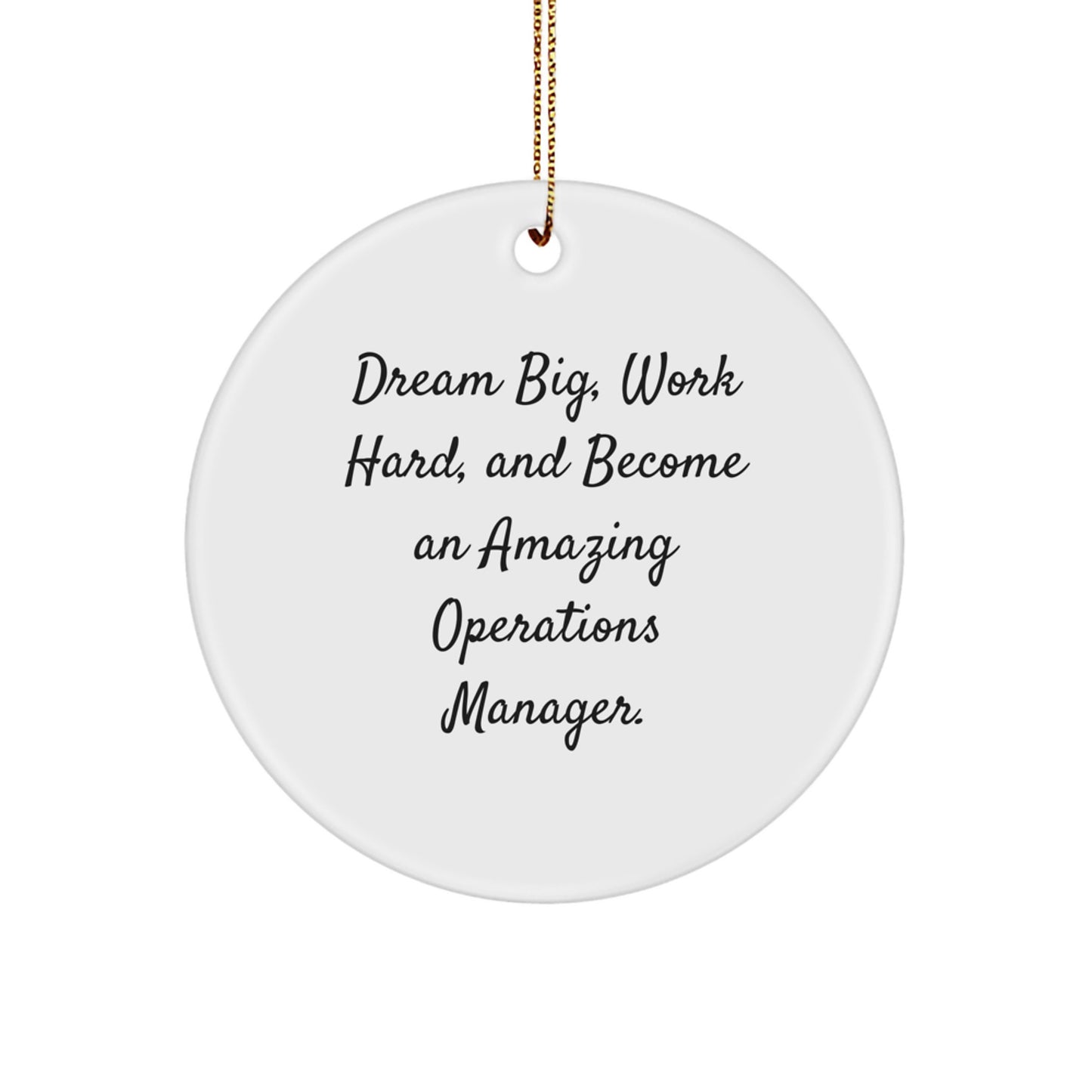 Funny Operations Manager Christmas Unique Gifts from Family to Men - 'Dream Big, Work Hard' Circle Ornament, White, Inspirational Motivational - Image 1