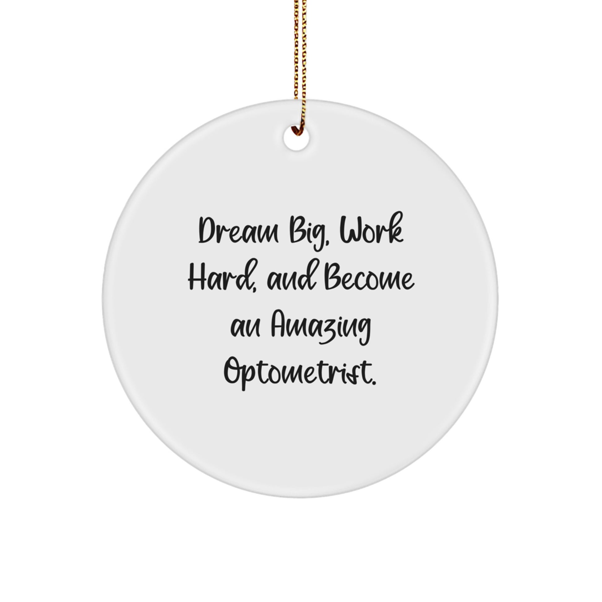 Gifts from Family, Friends, and Coworkers for Amazing Optometrists - 'Dream Big, Work Hard' Circle Ornament, Perfect for Christmas - Image 1