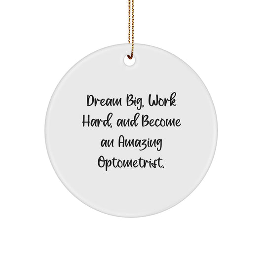 Gifts from Family, Friends, and Coworkers for Amazing Optometrists - 'Dream Big, Work Hard' Circle Ornament, Perfect for Christmas - Image 1