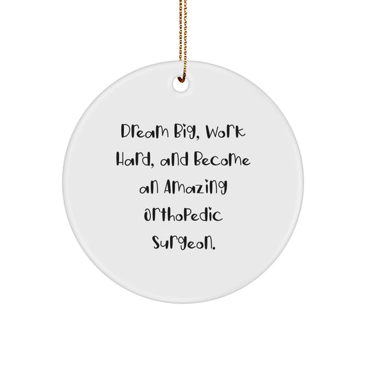 Orthopedic Surgeon Gifts for Him, Funny Inspirational Quote Circle Ornament, Dream Big Work Hard Gifts for Men, Christmas Unique Gifts for Him from Friends - Image 1