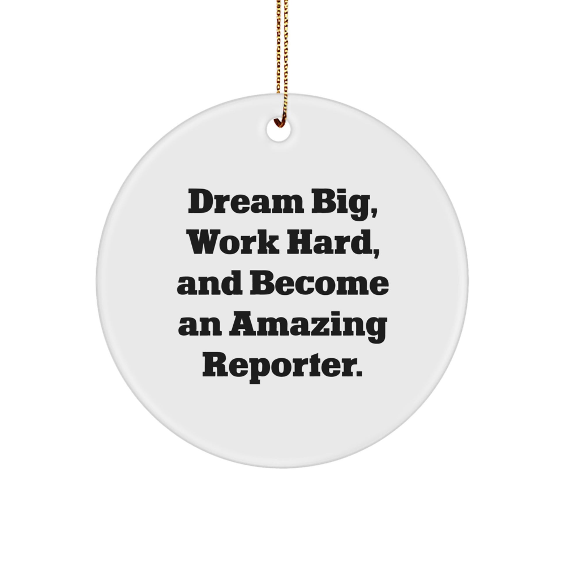 Reporter Inspired Circle Ornament Gifts from Family for Friends, Christmas Unique Gifts for Reporter, Dream Big, Work Hard, And Become An Amazing Reporter. - Image 1