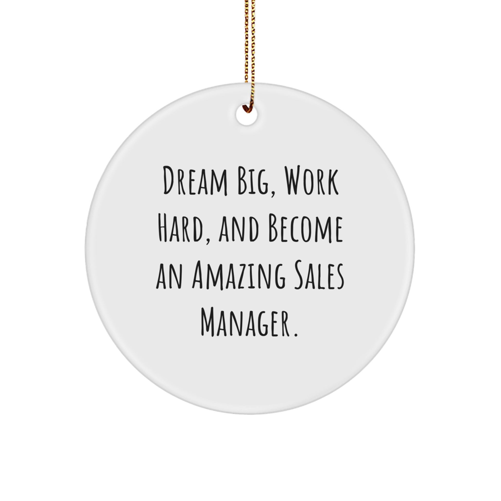 Inspirational Sales Manager Gifts from Friends, 'Dream Big, Work Hard, And Become An Amazing Sales Manager.' Christmas Circle Ornament for Men, Women, Coworkers, Family - Image 1