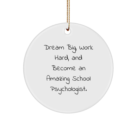 Dream Big School Psychologist Gifts from Friends, Inspirational Circle Ornaments for Christmas Unique Gifts, 'Dream Big Work Hard' Quotes for School Psychologist - Image 1