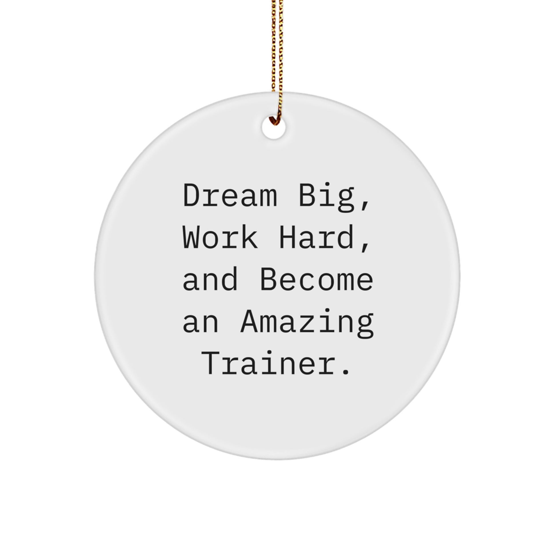 Inspirational Trainer Gifts, 'Dream Big, Work Hard, And Become An Amazing Trainer.' Quote Circle Ornament, Gifts for Trainers, from Friends and Family - Image 1