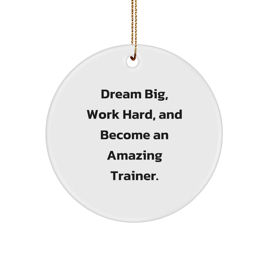 Trainer Gifts from Men, Work Hard, Funny Circle Ornament for Family, Christmas Unique Gifts for Her, Him, Friends, Coworkers - Image 1