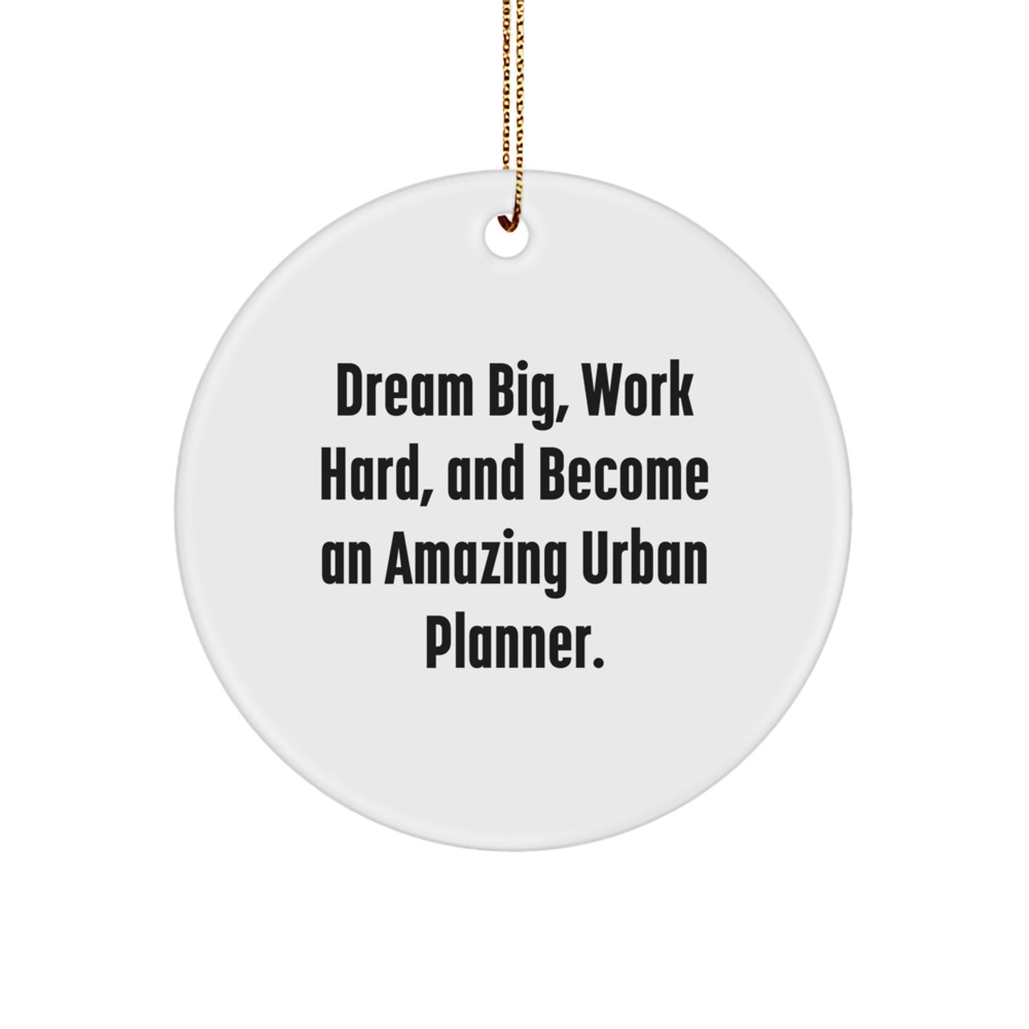 Inspirational Urban Planner Gifts from Friends - Dream Big, Work Hard and Become an Amazing Urban Planner. Circle Ornament for Christmas - Image 1