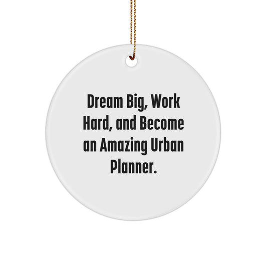 Inspirational Urban Planner Gifts from Friends - Dream Big, Work Hard and Become an Amazing Urban Planner. Circle Ornament for Christmas - Image 1