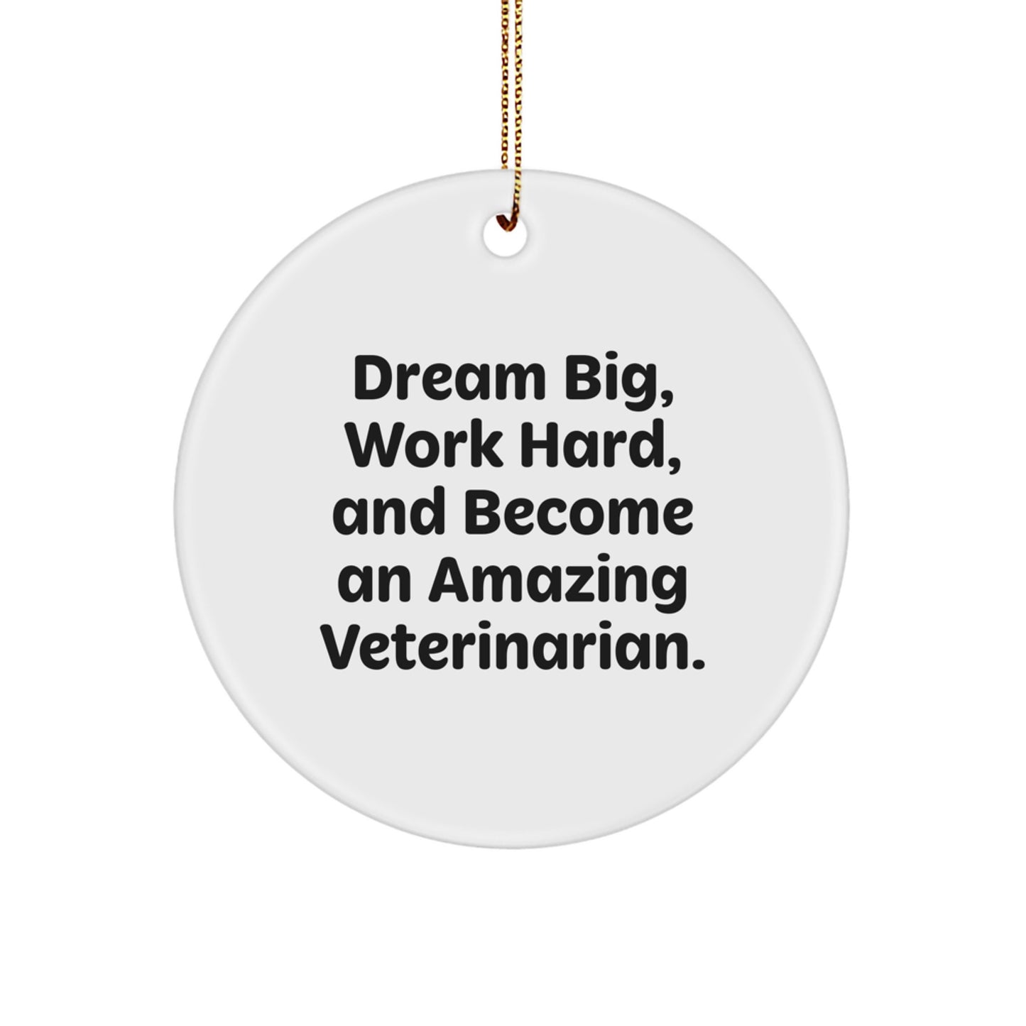 Funny Veterinarian Gifts from Friends, 'Dream Big, Work Hard, And Become An Amazing Veterinarian.' Christmas Circle Ornament for Veterinarian Men, Women, or Coworkers - Image 1
