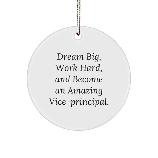 Funny Vice-principal Gift, Dream Big and Become Amazing Vice-principal, Circle Ornament - Christmas Unique Gifts from Friends to Vice-principal Men - Image 1