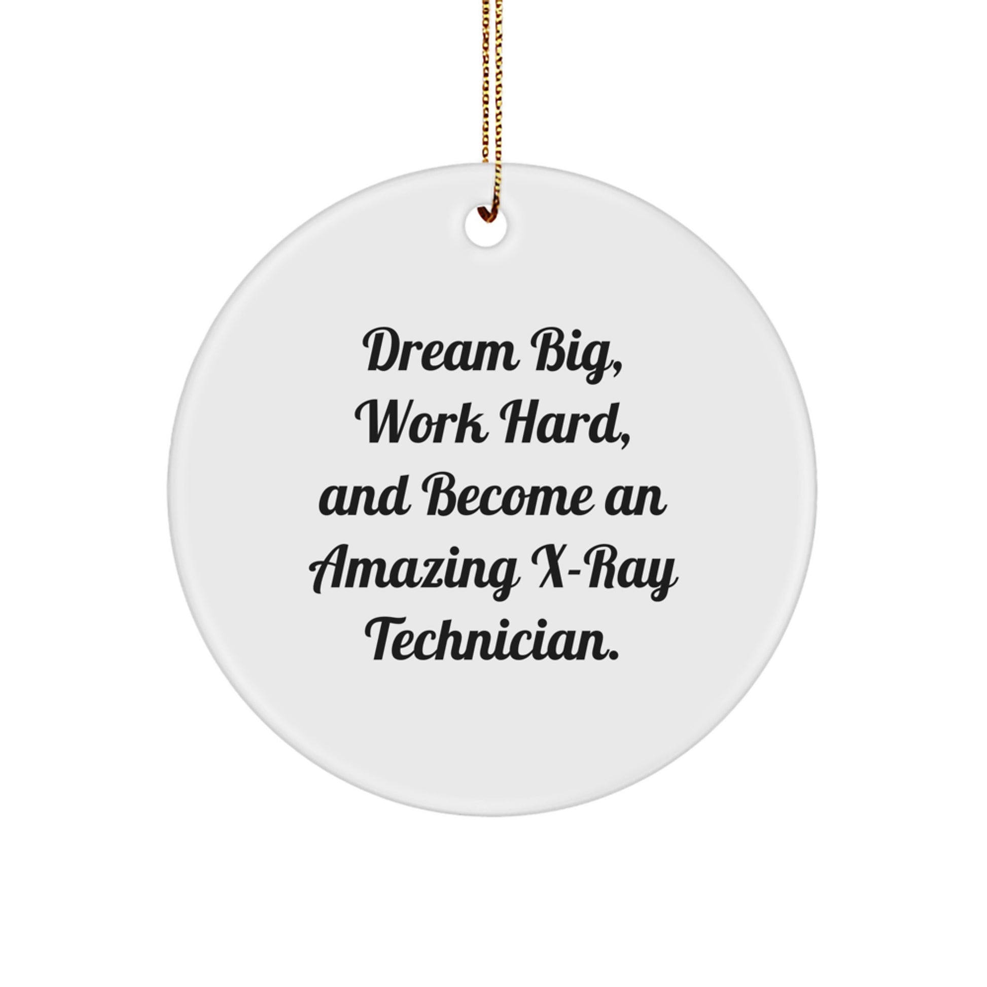 X-Ray Technician Inspirational Gifts from Friends for Christmas - Circle Ornament with 'Dream Big, Work Hard, And Become An Amazing X-ray Technician.' Quote - Image 1