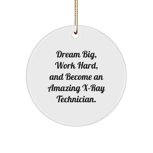 X-Ray Technician Inspirational Gifts from Friends for Christmas - Circle Ornament with 'Dream Big, Work Hard, And Become An Amazing X-ray Technician.' Quote - Image 1