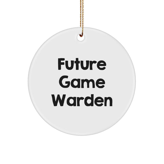 Future Game Warden Christmas Unique Gift for Him from Family - Inspirational Circle Ornament, 'You're One Step Closer to Making a Difference', White, 2.75'' Tall, Durable MDF Material - Image 1
