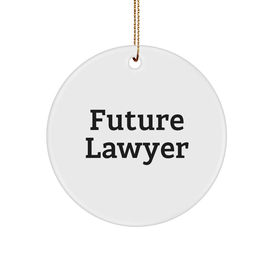 Funny Future Lawyer Circle Ornament, Gifts for Men, Women, Friends, Coworkers, Family, 'Future Lawyer' Quote, Christmas Unique Gifts from Friends - Image 1