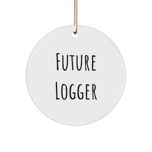 Funny Future Logger Gifts for Men Women Friends Family Christmas Circle Ornament - Image 1