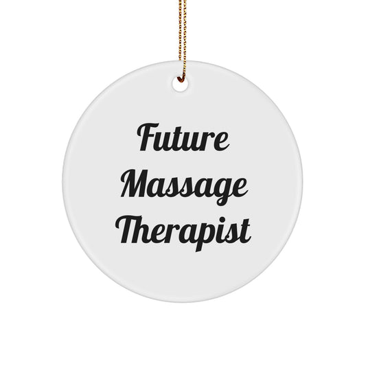 Funny Future Massage Therapist Gifts from Friends for Christmas - Circle Ornament, 'You're a Cut Above the Rest', White - Image 1