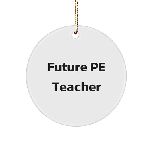Funny PE Teacher Quote Circle Ornament for Christmas Unique Gifts from Friends to PE Teacher, PE Teacher Gift Ideas for Men, Women, Coworkers, Family - Image 1
