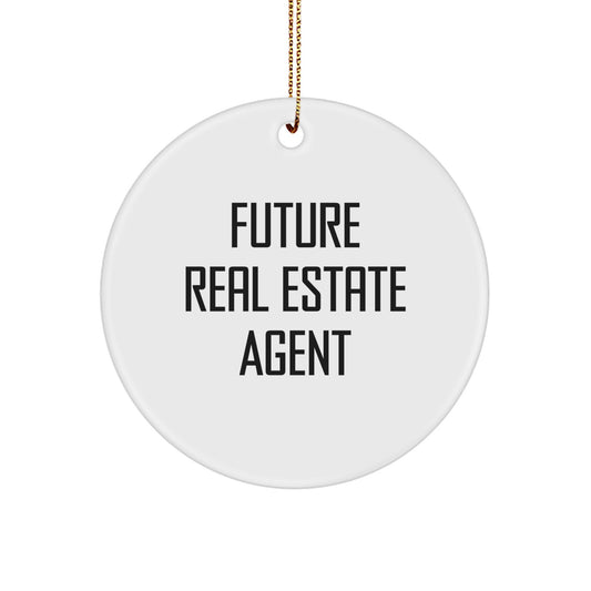 Funny Real Estate Agent Gifts for Men - 'Future Real Estate Agent' Quote, Circle Ornament, White, 2.75'' Tall, Perfect Christmas Unique Gifts from Men to Friends, Coworkers, Family - Image 1