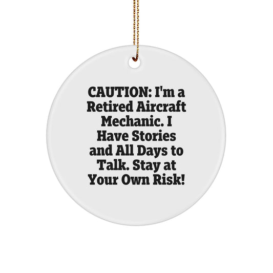 Funny Gifts from Friends for Aircraft Mechanic, Christmas Unique Circle Ornament - Image 1
