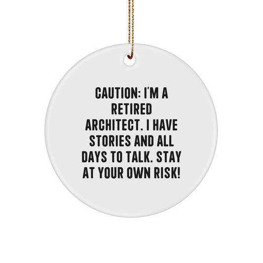 Funny Architect Gifts for Men, Caution: I'm A Retired Architect, Christmas Unique Gifts from Friends - Image 1
